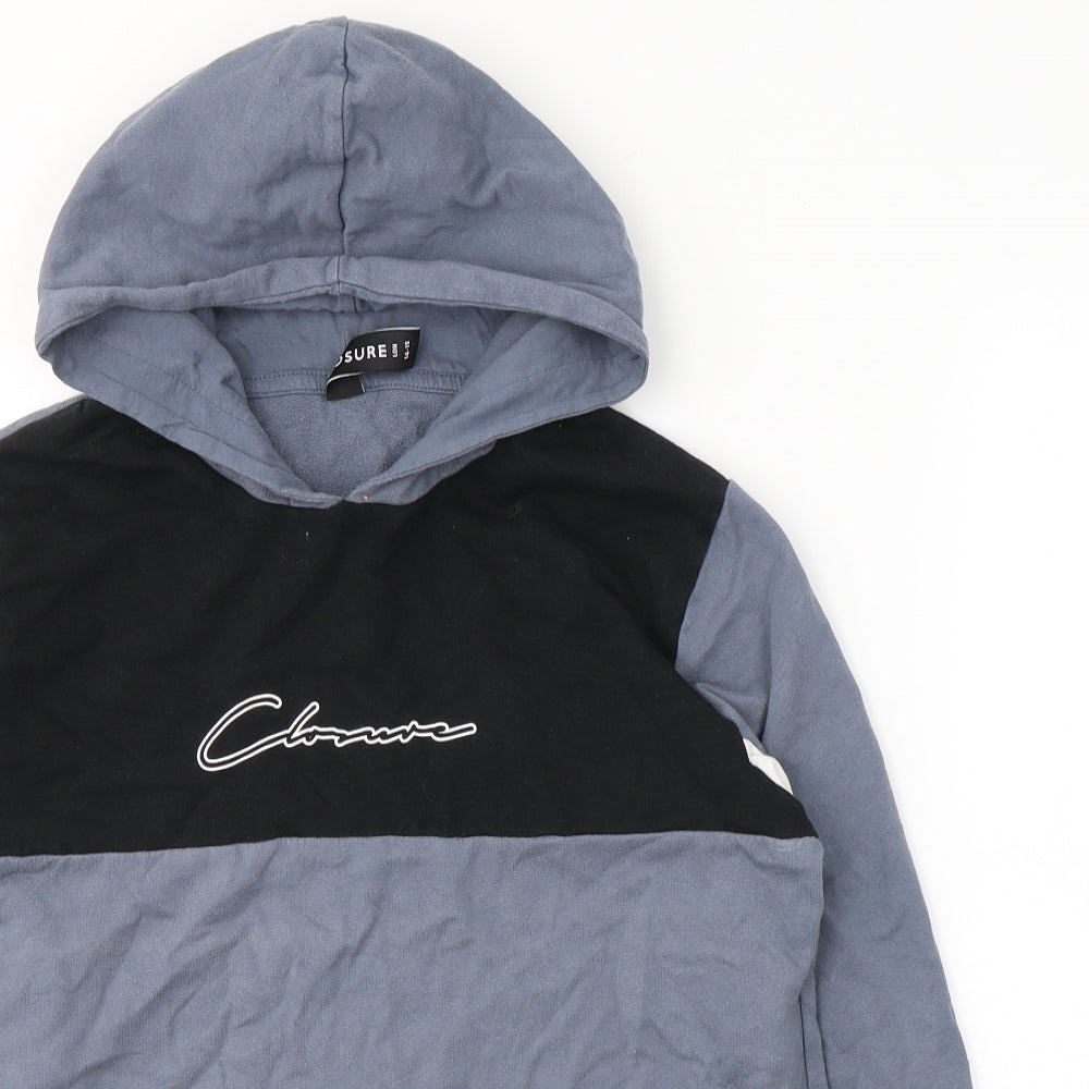 Closure London Boys Blue Colourblock Cotton Pullover Hoodie Size 14-15 Years  Pullover