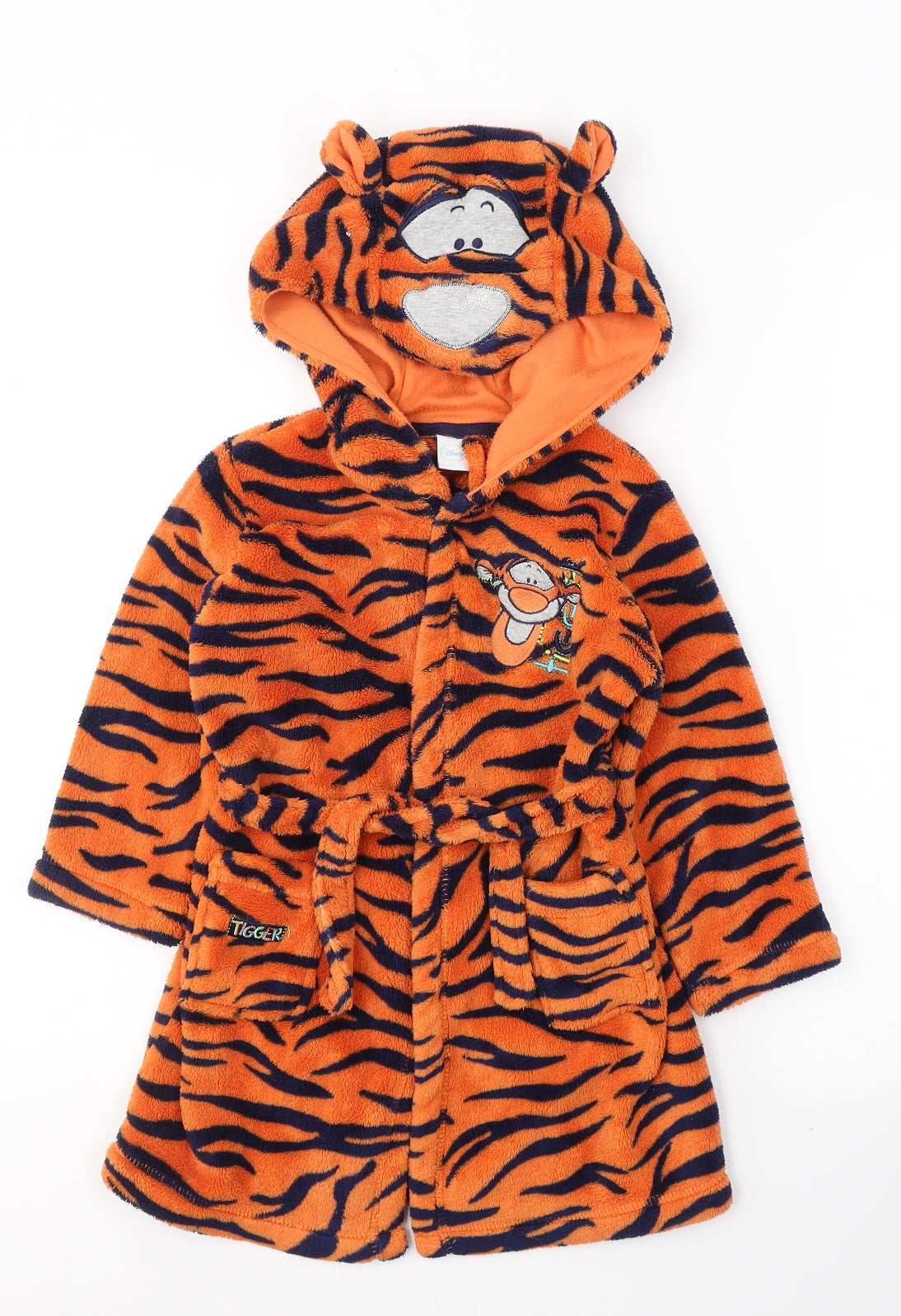 Disney Boys Orange Animal Print Polyester  Gown Size 2-3 Years  Tie - Tiger