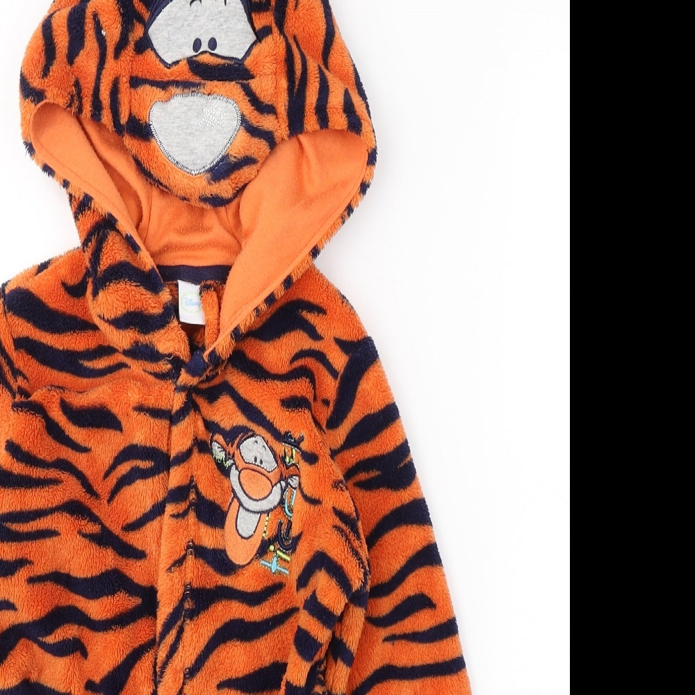 Disney Boys Orange Animal Print Polyester  Gown Size 2-3 Years  Tie - Tiger