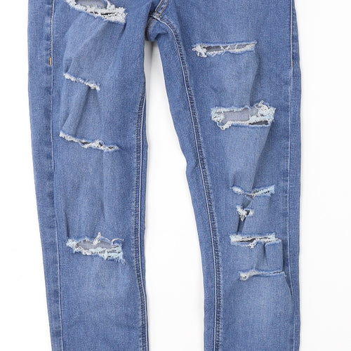 Topshop Womens Blue  Cotton Skinny Jeans Size 26 in L32 in Regular Button