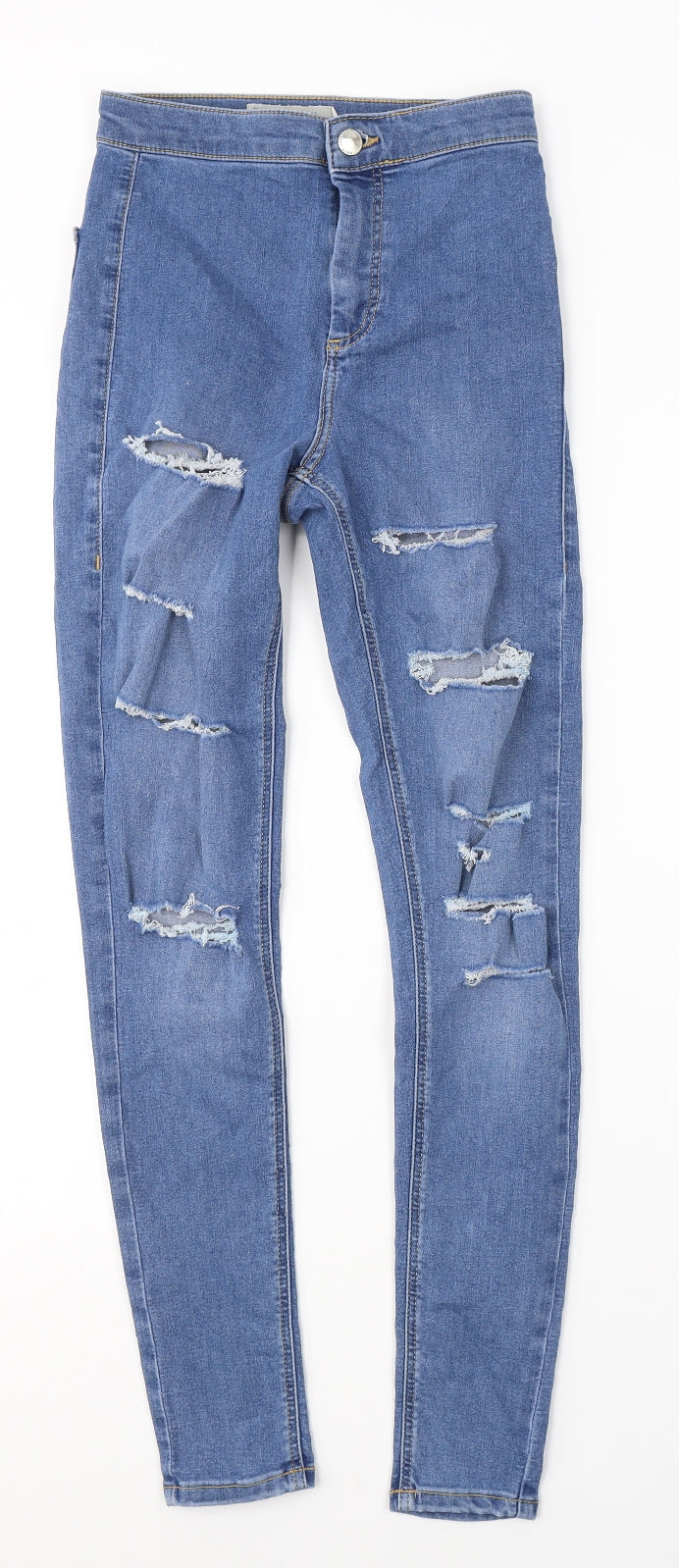 Topshop Womens Blue Cotton Skinny Jeans Size 26 in L32 in Regular Button