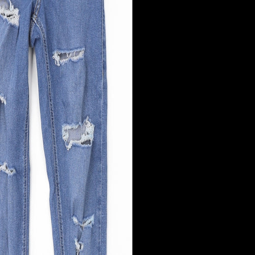 Topshop Womens Blue  Cotton Skinny Jeans Size 26 in L32 in Regular Button