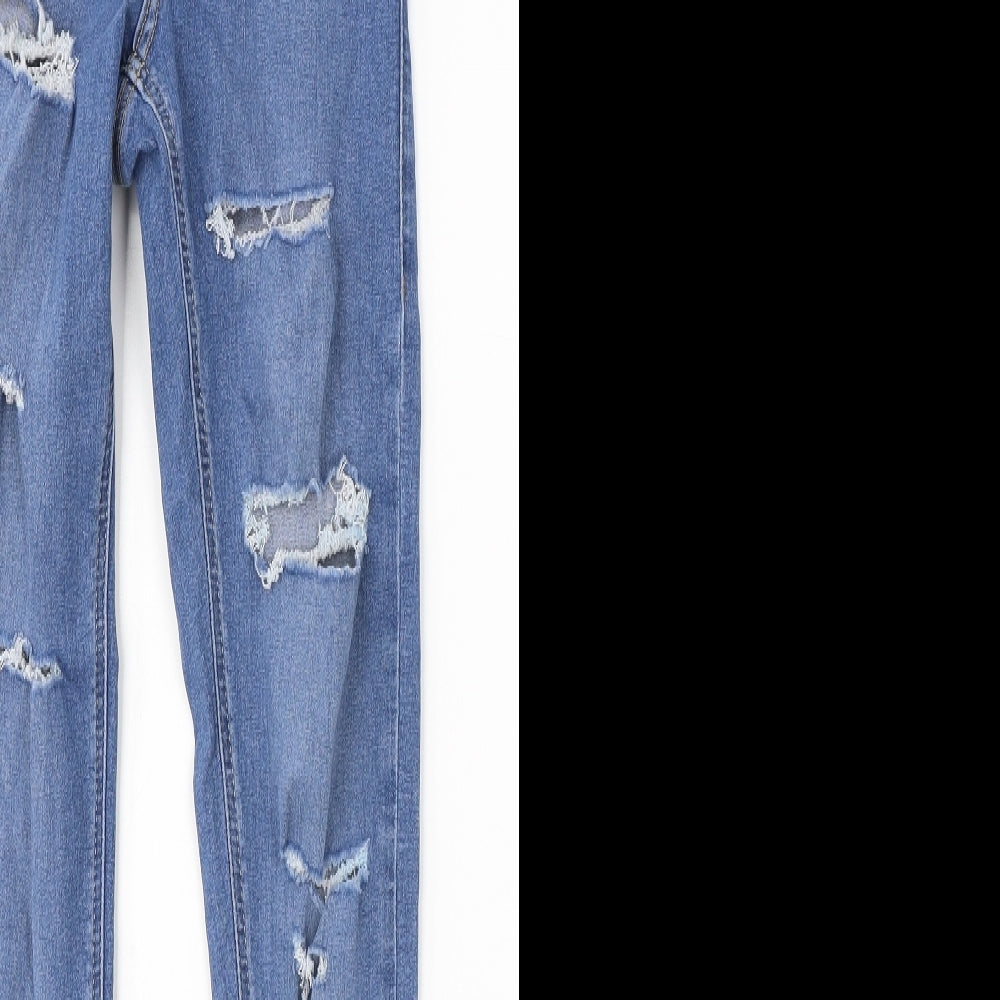 Topshop Womens Blue  Cotton Skinny Jeans Size 26 in L32 in Regular Button