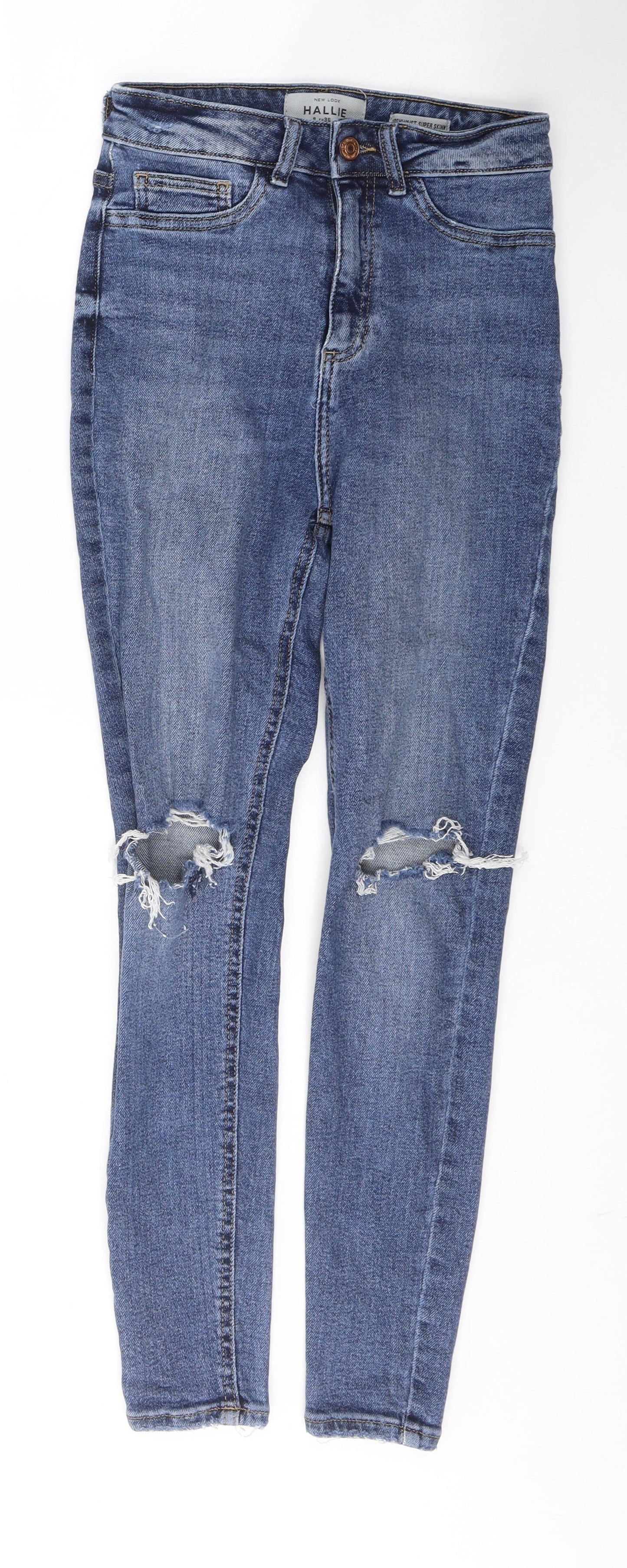 New Look Womens Blue  Cotton Skinny Jeans Size 8 L27 in Regular Button