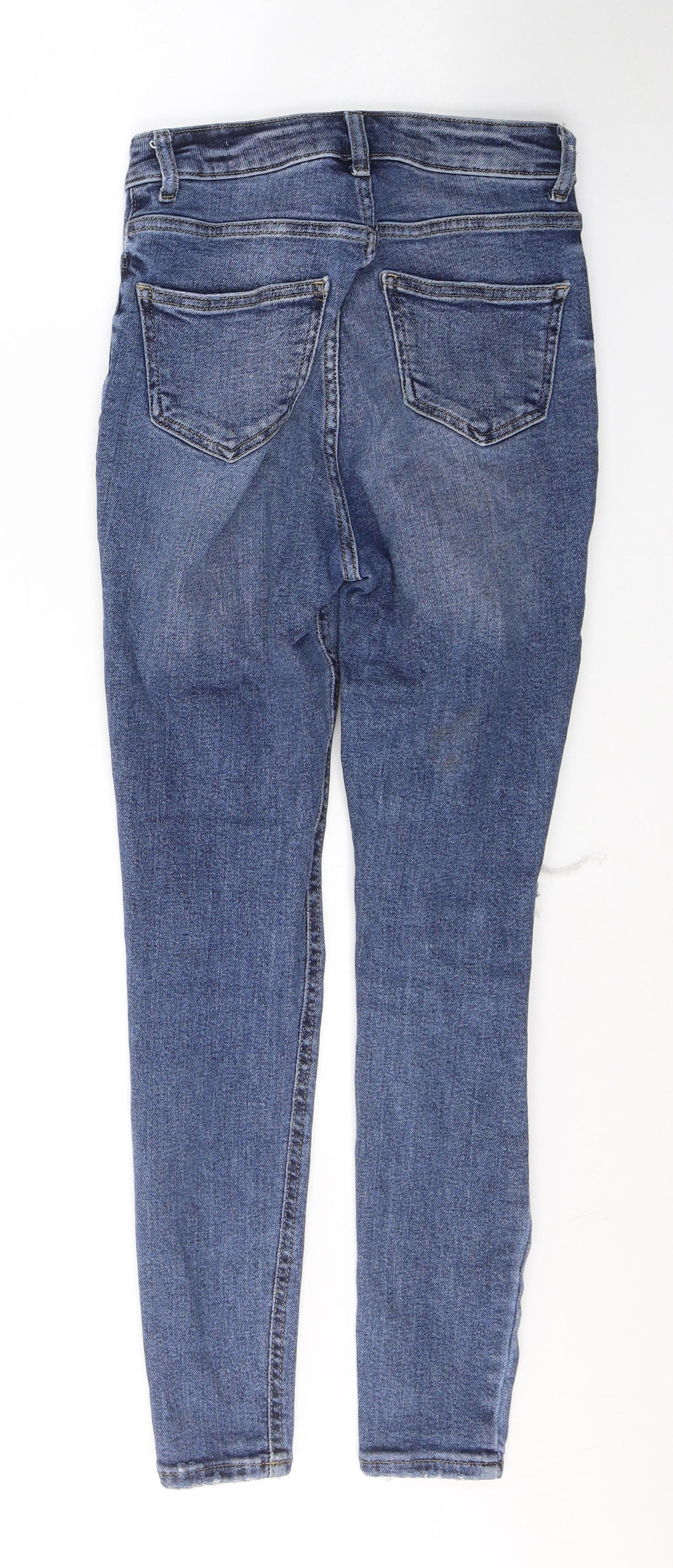 New Look Womens Blue  Cotton Skinny Jeans Size 8 L27 in Regular Button