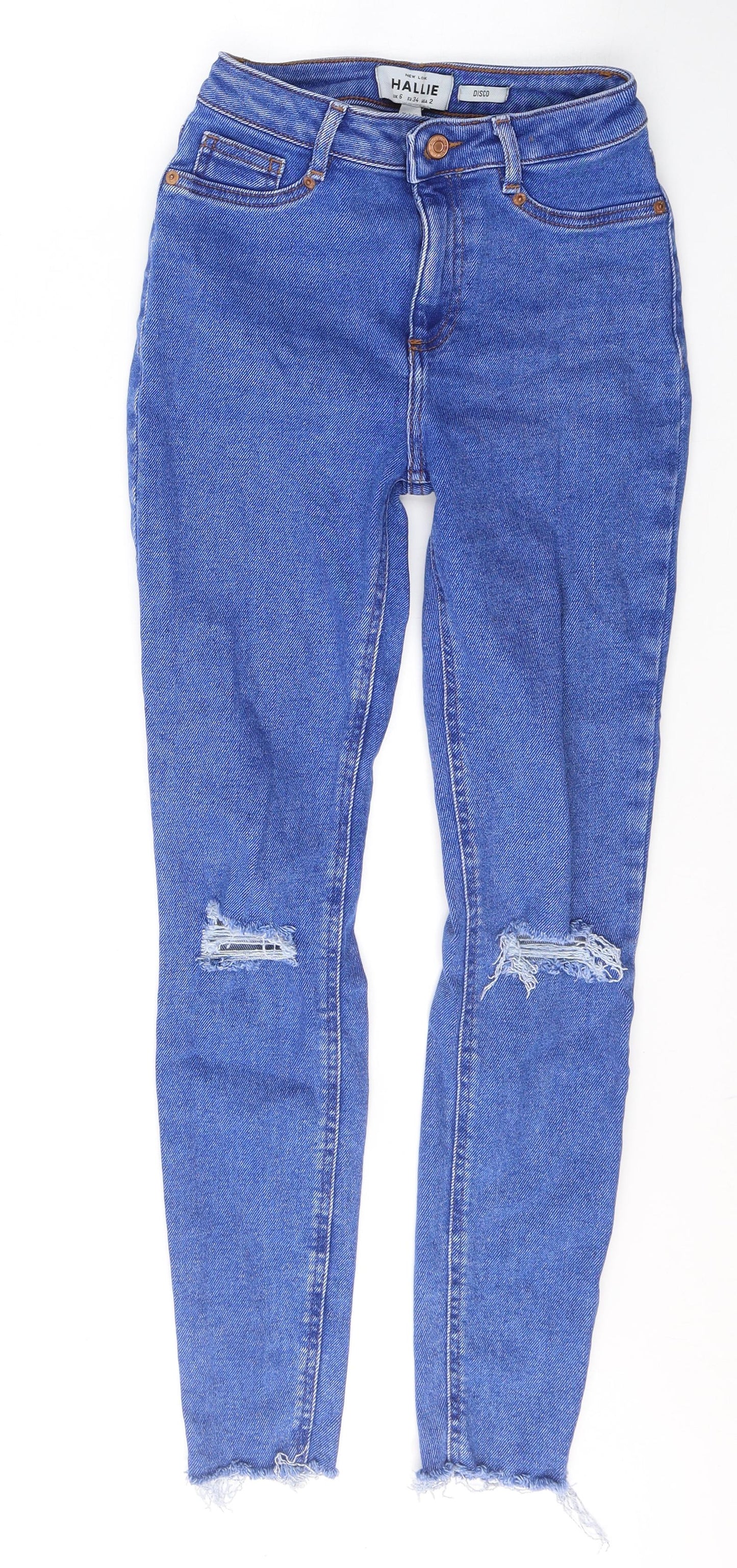 New Look Womens Blue  Cotton Skinny Jeans Size 6 L28 in Regular Button
