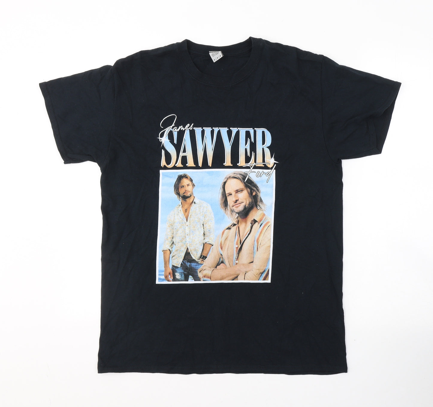 Gildan Mens Black  Cotton  T-Shirt Size M Round Neck  - James Sawyer Ford