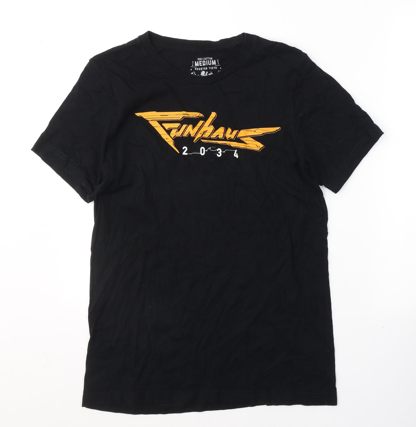 Rooster Teeth Mens Black  Cotton  T-Shirt Size M Round Neck  - 2034