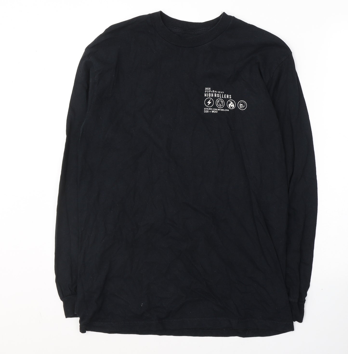 HIGH Rollers Mens Black  Cotton  T-Shirt Size M Round Neck