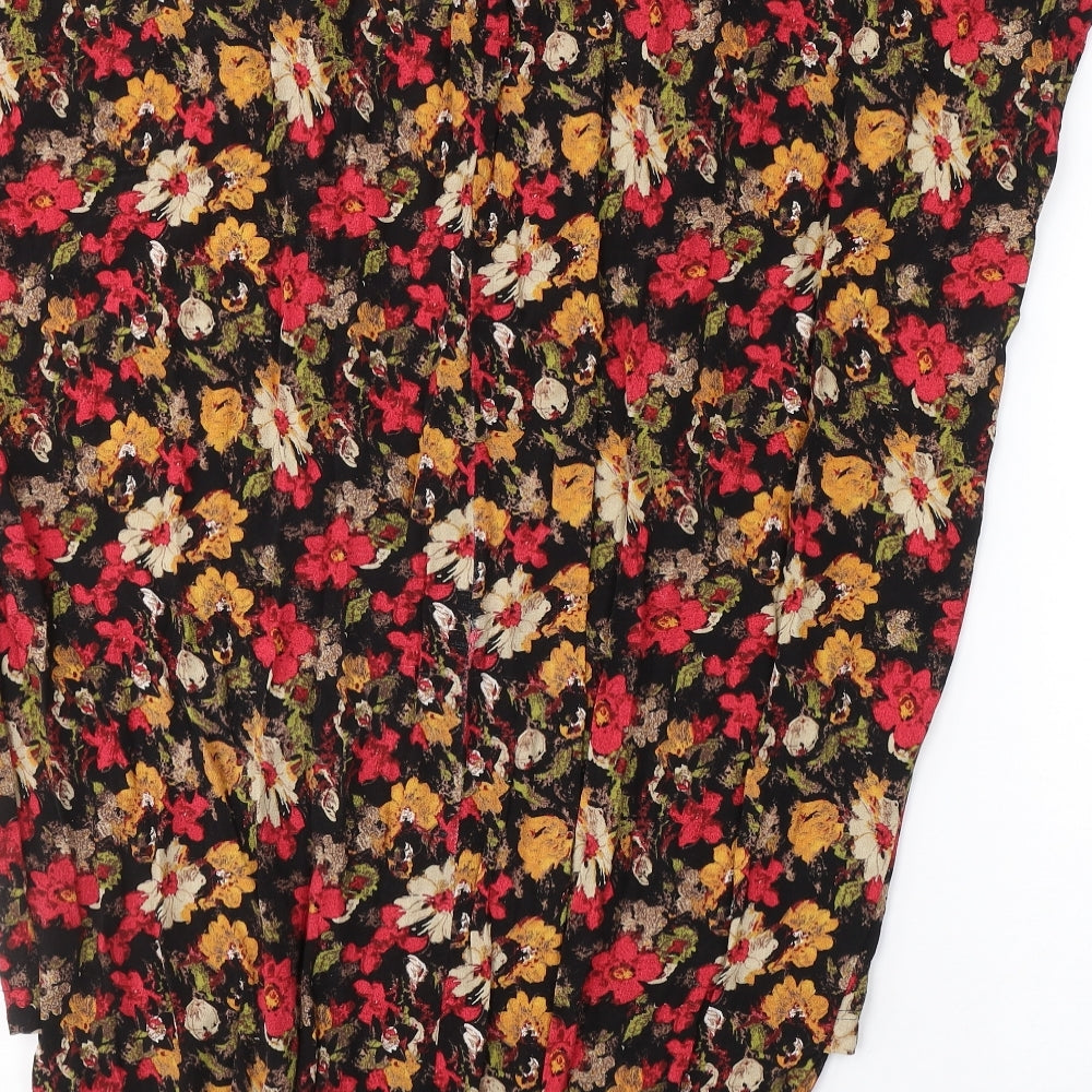 Urban Outfitters Womens Black Floral Polyester Swing Skirt Size M   Button