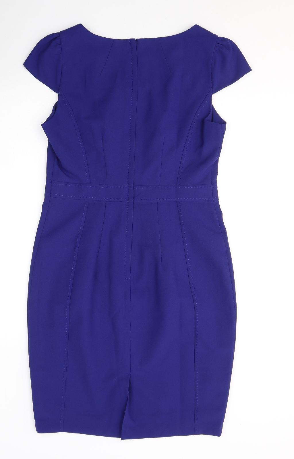 New Look Womens Blue  Polyester A-Line  Size 12  Square Neck Zip