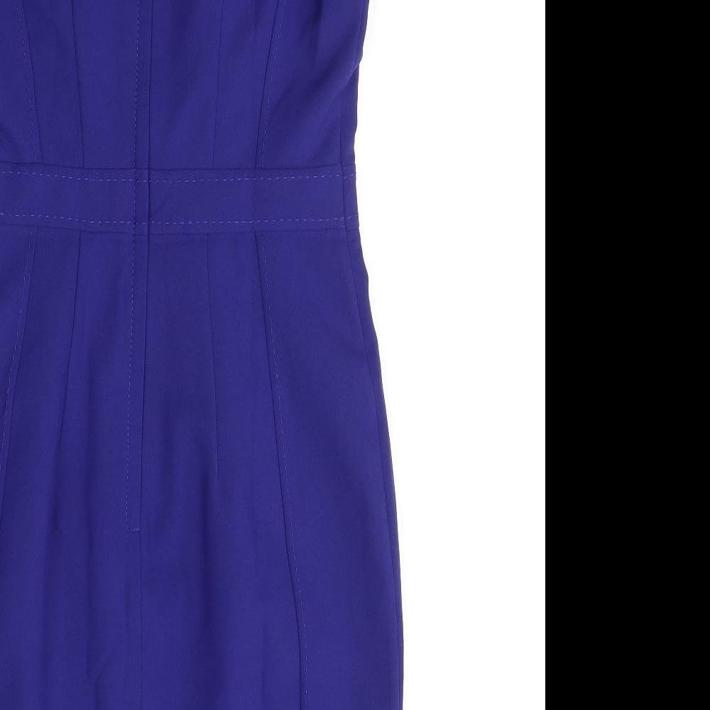 New Look Womens Blue  Polyester A-Line  Size 12  Square Neck Zip