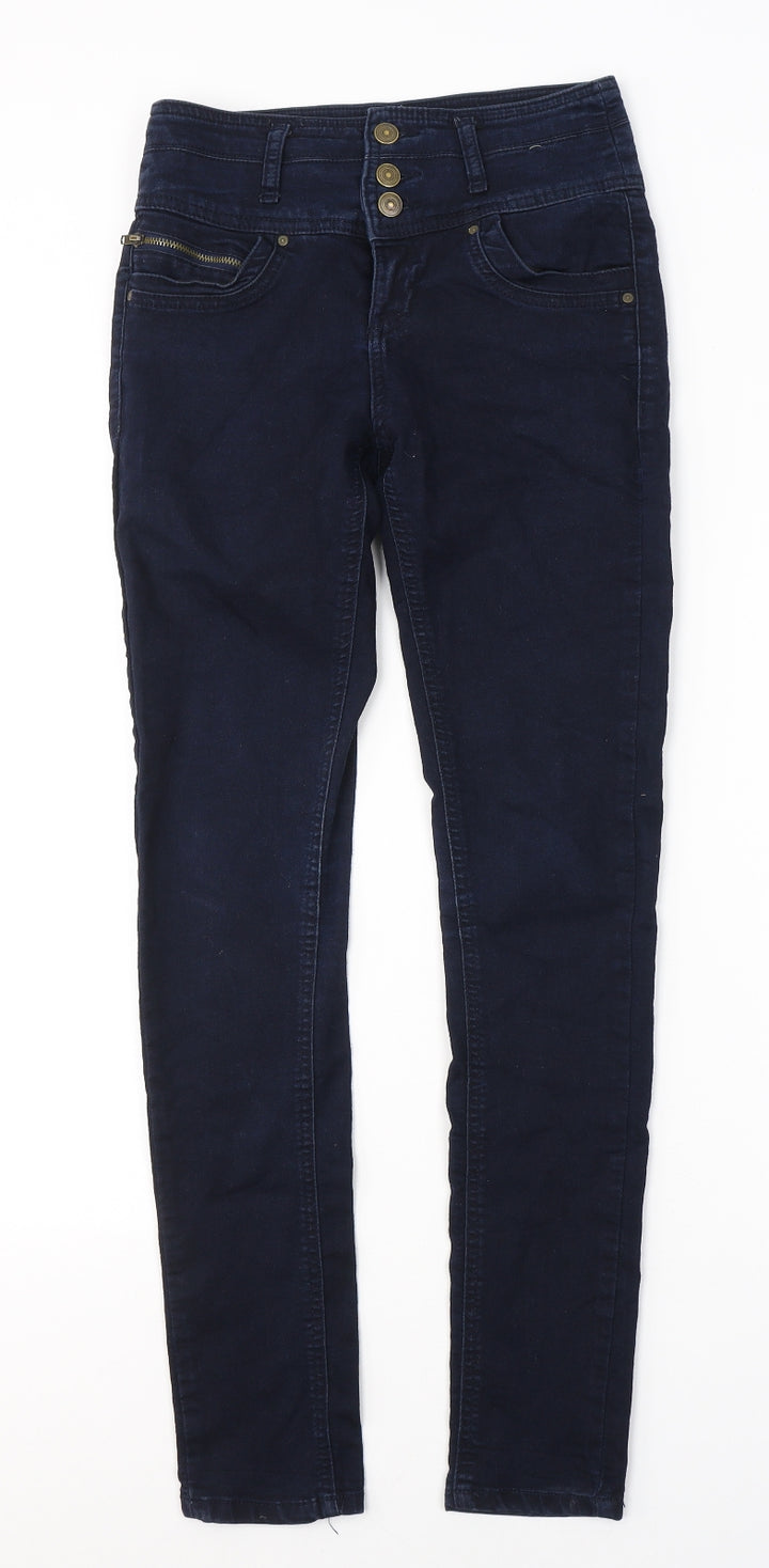 Denim & Co. Womens Blue  Cotton Skinny Jeans Size 6 L30 in Regular Button