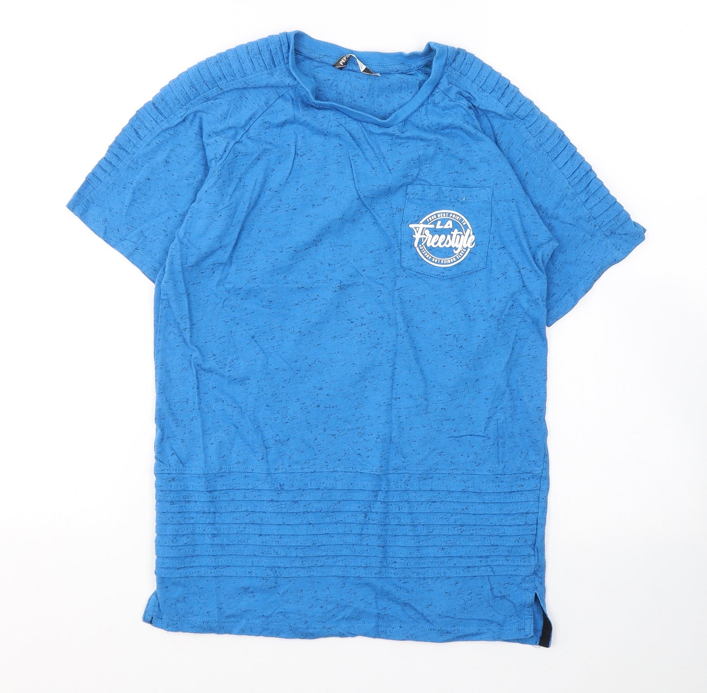 Pep&Co Boys Blue  Cotton Basic T-Shirt Size 12-13 Years Round Neck Pullover