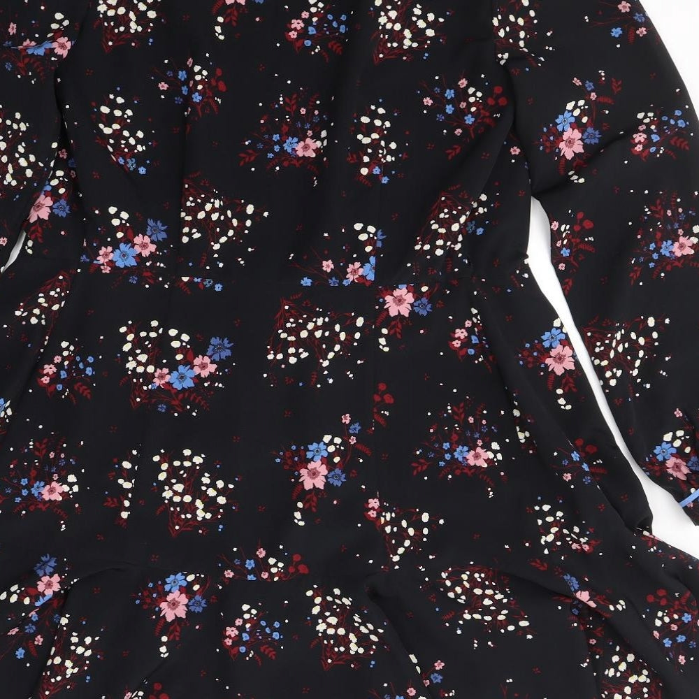 Jack Wills Womens Black Floral  Jacket Blazer Size 8  Tie