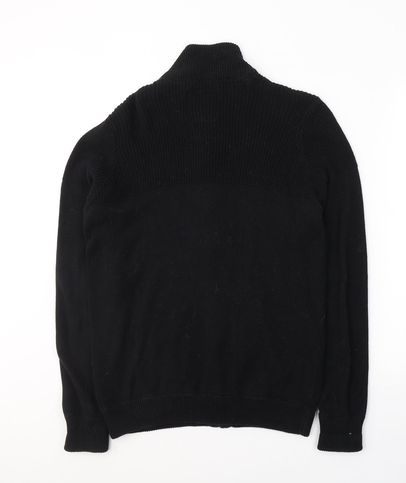 Brave Soul Mens Black High Neck  Cotton Full Zip Jumper Size L