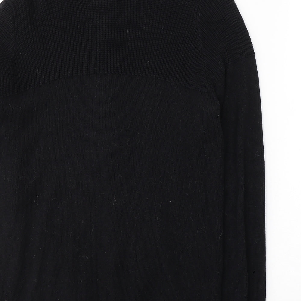 Brave Soul Mens Black High Neck  Cotton Full Zip Jumper Size L