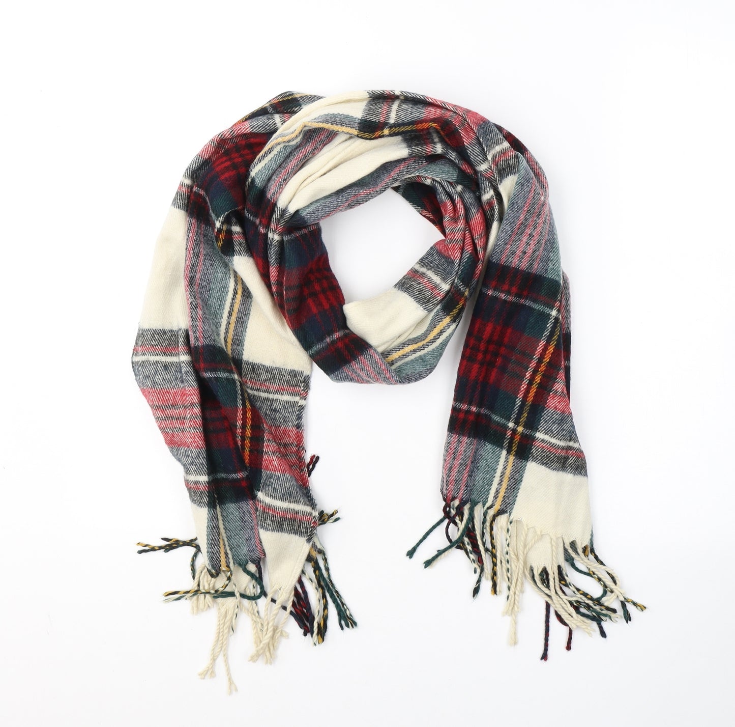 Preworn Unisex Multicoloured Plaid Acrylic  Scarf