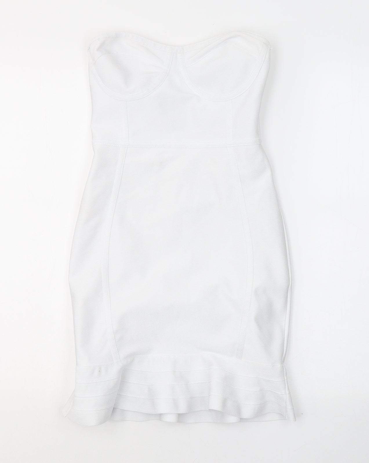 PRETTYLITTLETHING Womens White  Polyester A-Line  Size 6  Sweetheart Zip