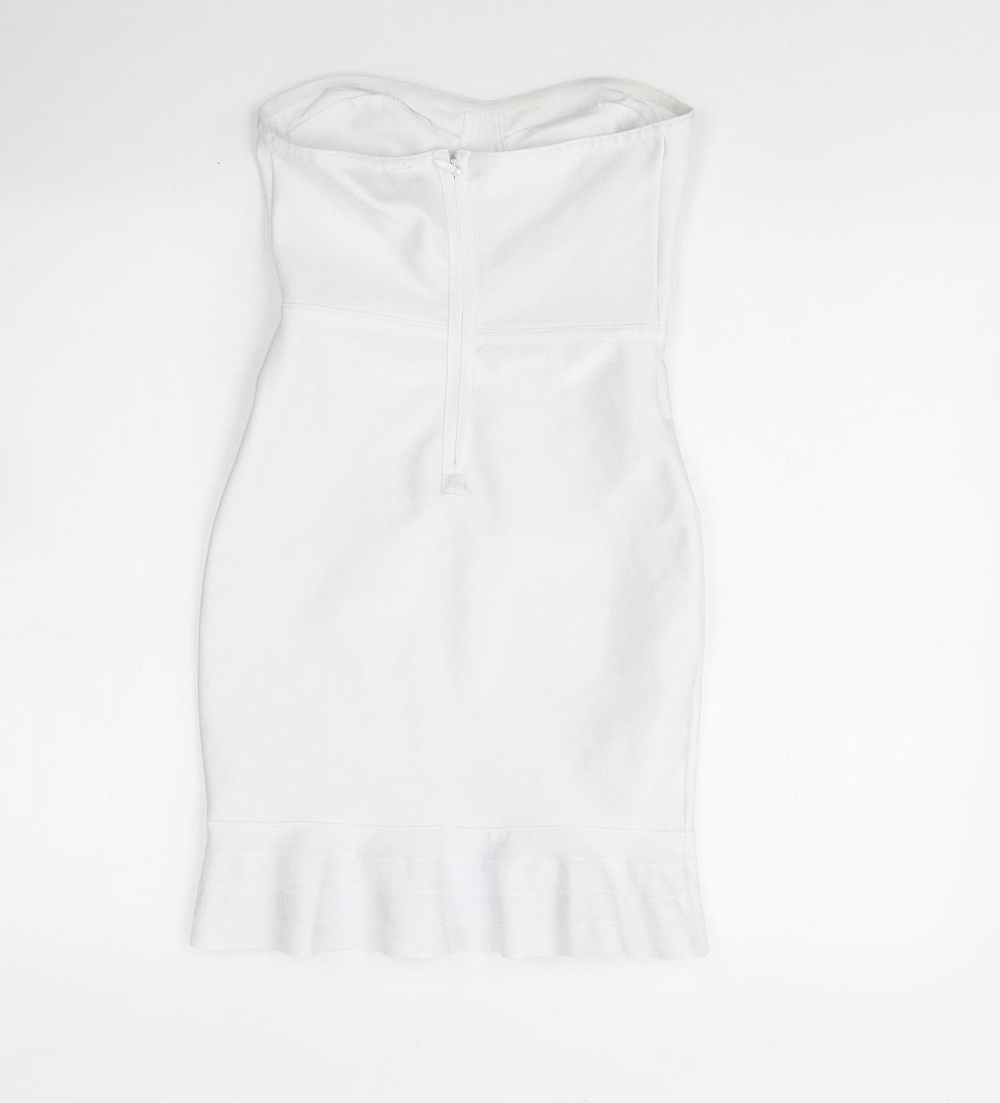 PRETTYLITTLETHING Womens White  Polyester A-Line  Size 6  Sweetheart Zip