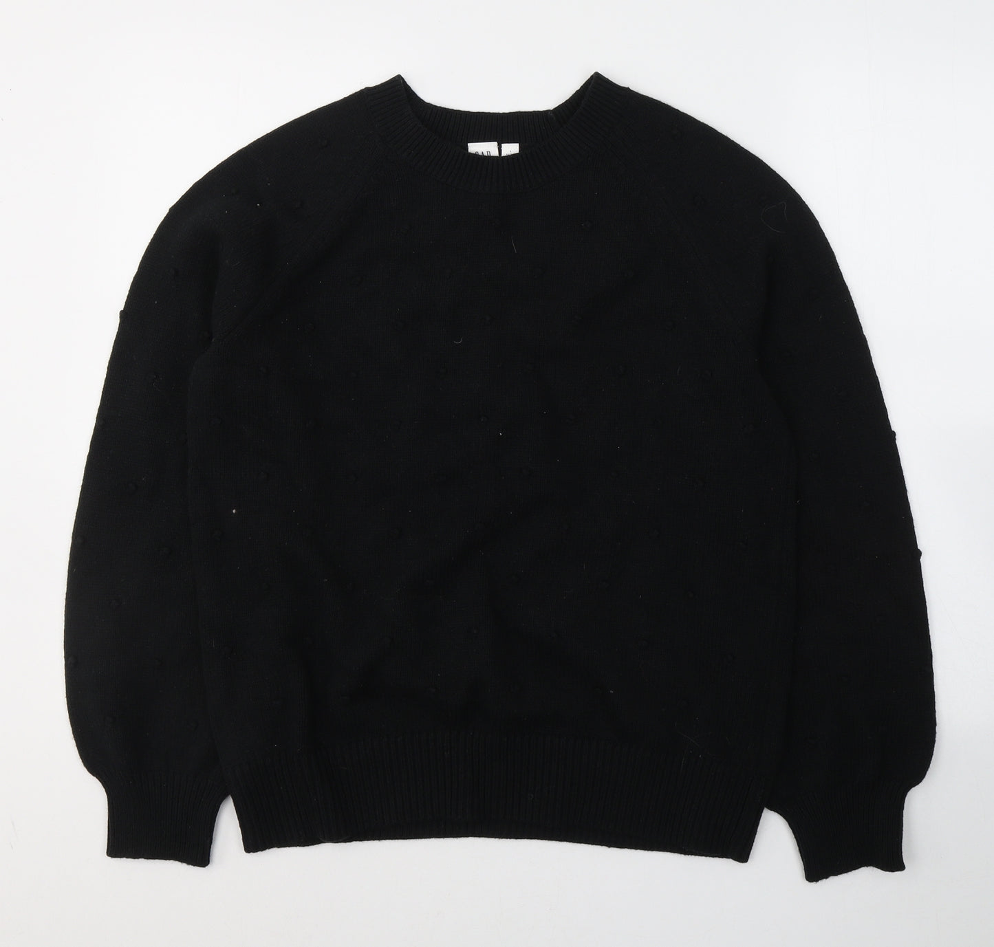 Gap Womens Black Round Neck Polka Dot Cotton Pullover Jumper Size L