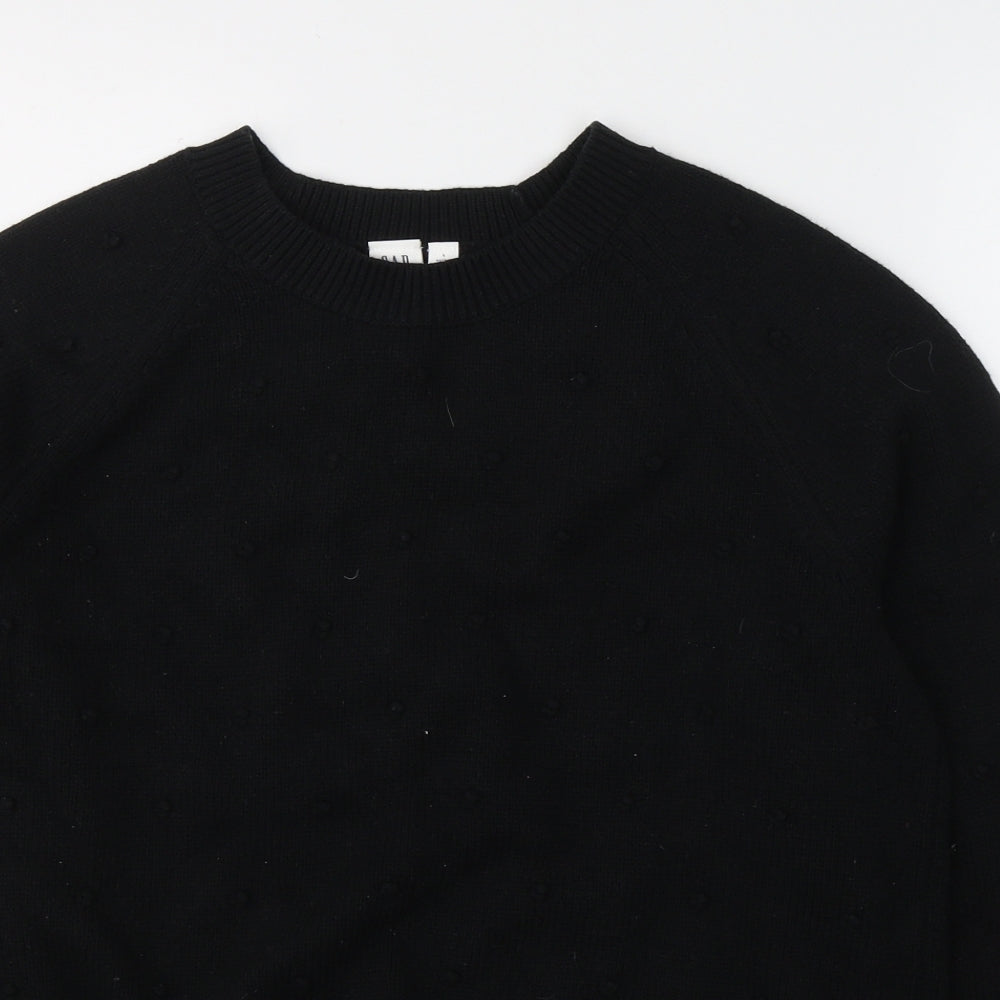 Gap Womens Black Round Neck Polka Dot Cotton Pullover Jumper Size L