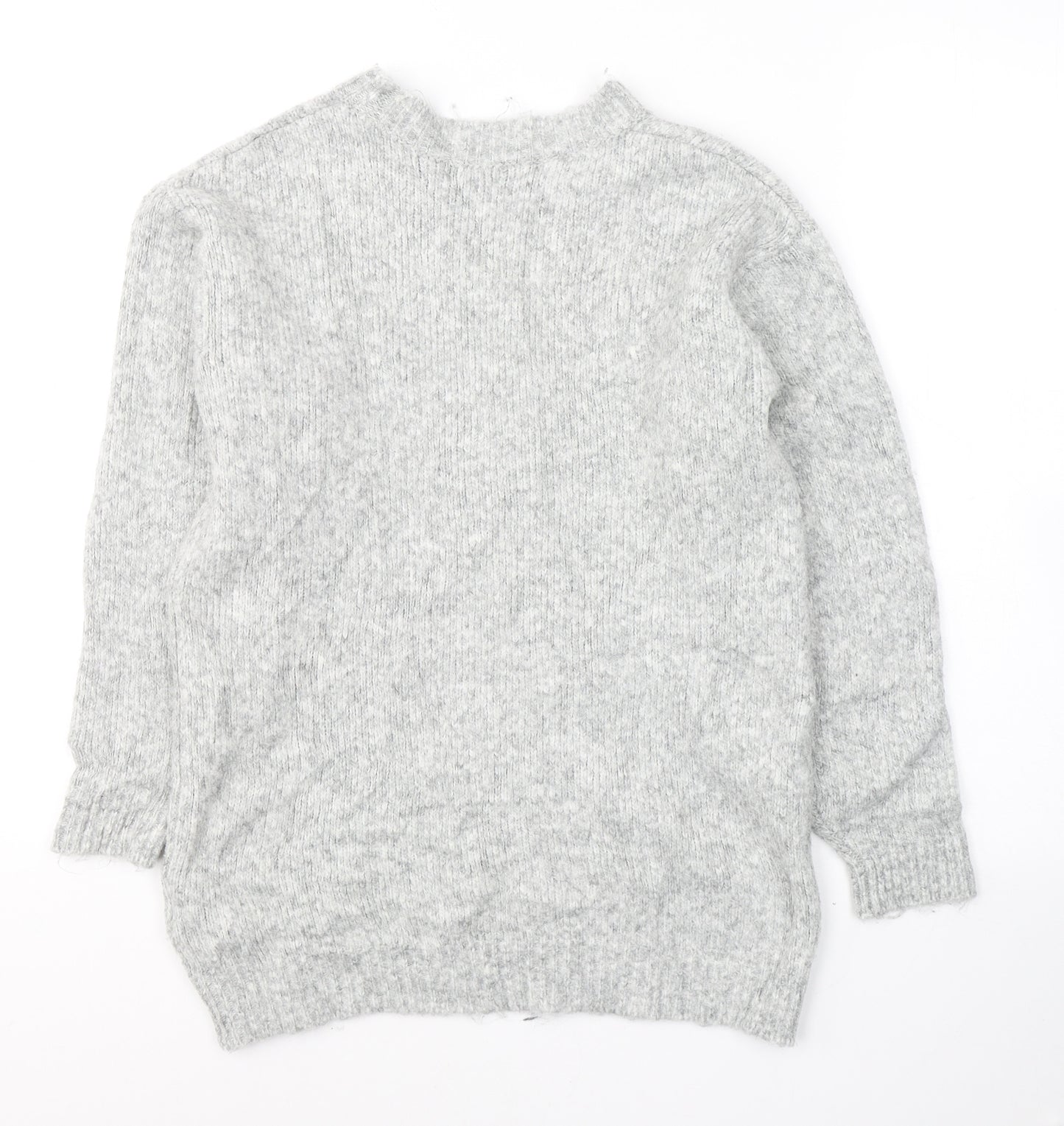 H&M Womens Grey Round Neck  Acrylic Pullover Jumper Size XS