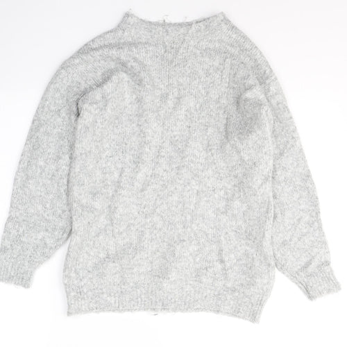 H&M Womens Grey Round Neck  Acrylic Pullover Jumper Size XS