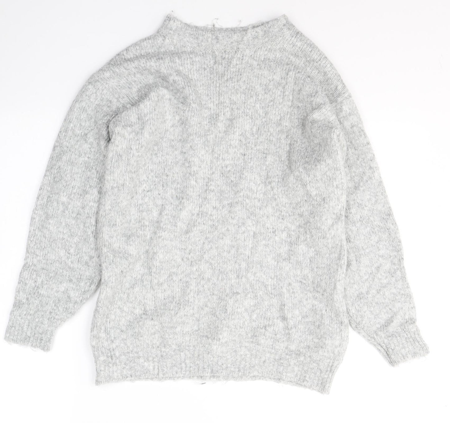 H&M Womens Grey Round Neck  Acrylic Pullover Jumper Size XS