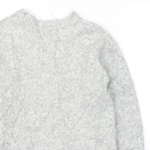 H&M Womens Grey Round Neck  Acrylic Pullover Jumper Size XS