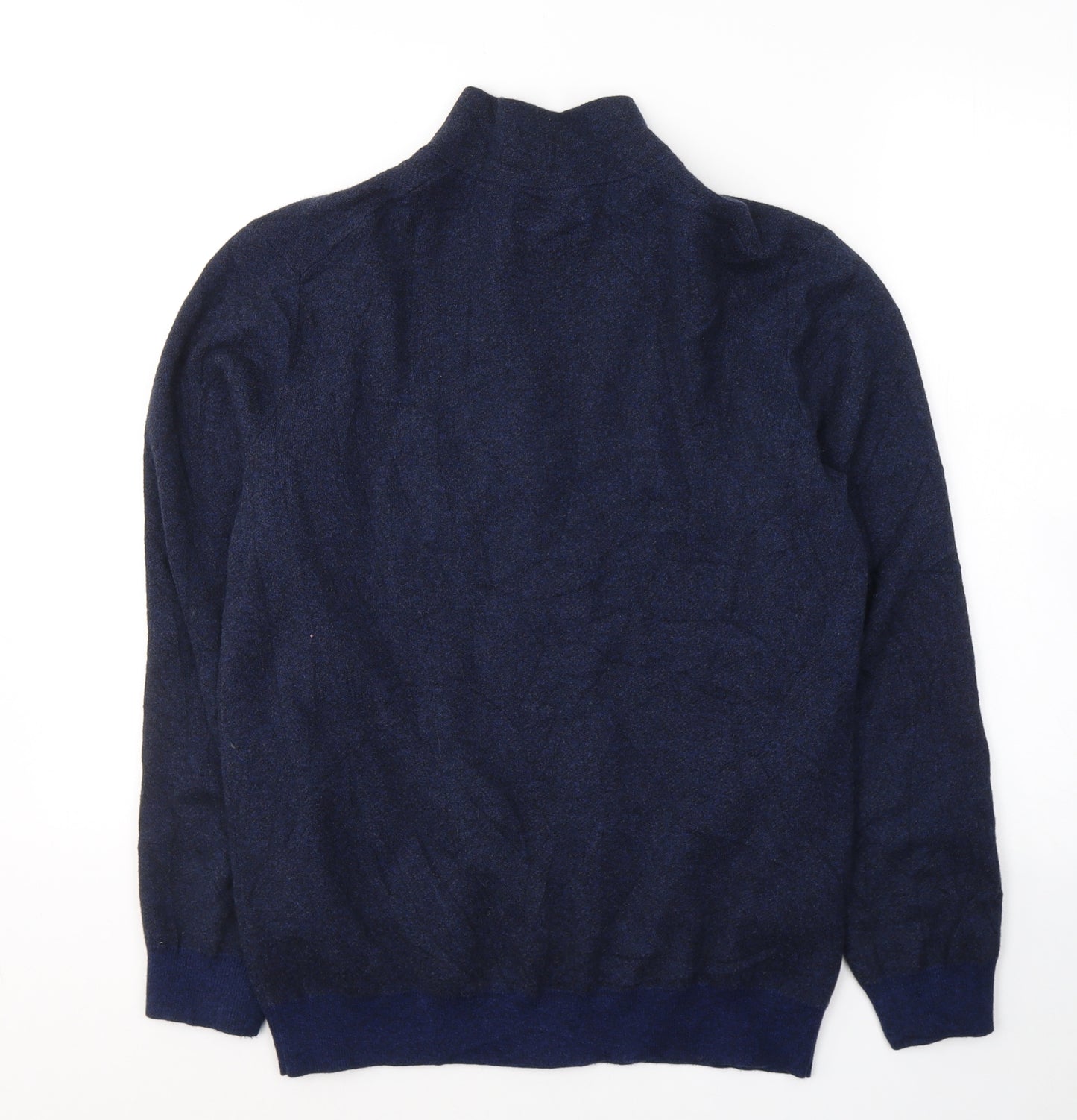 Mango Womens Blue High Neck  Cotton Full Zip Jumper Size M