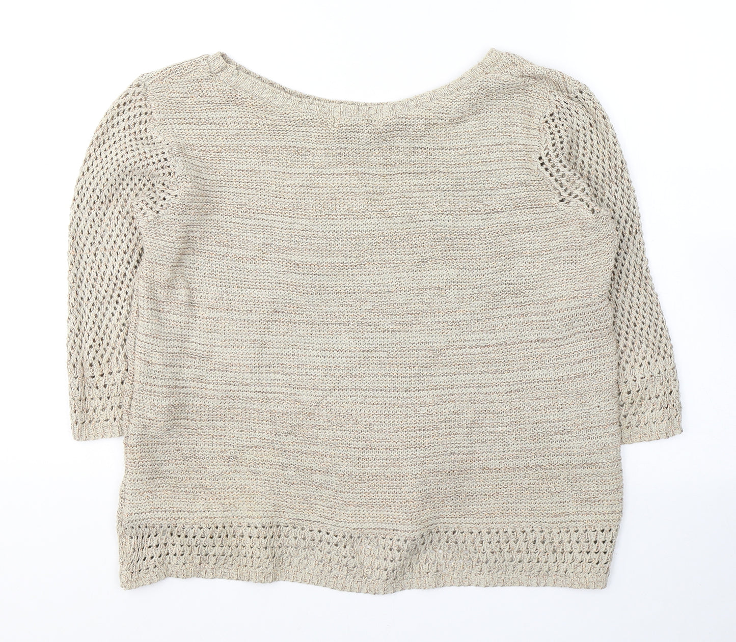 Peacocks Womens Beige Boat Neck  Acrylic Pullover Jumper Size 14