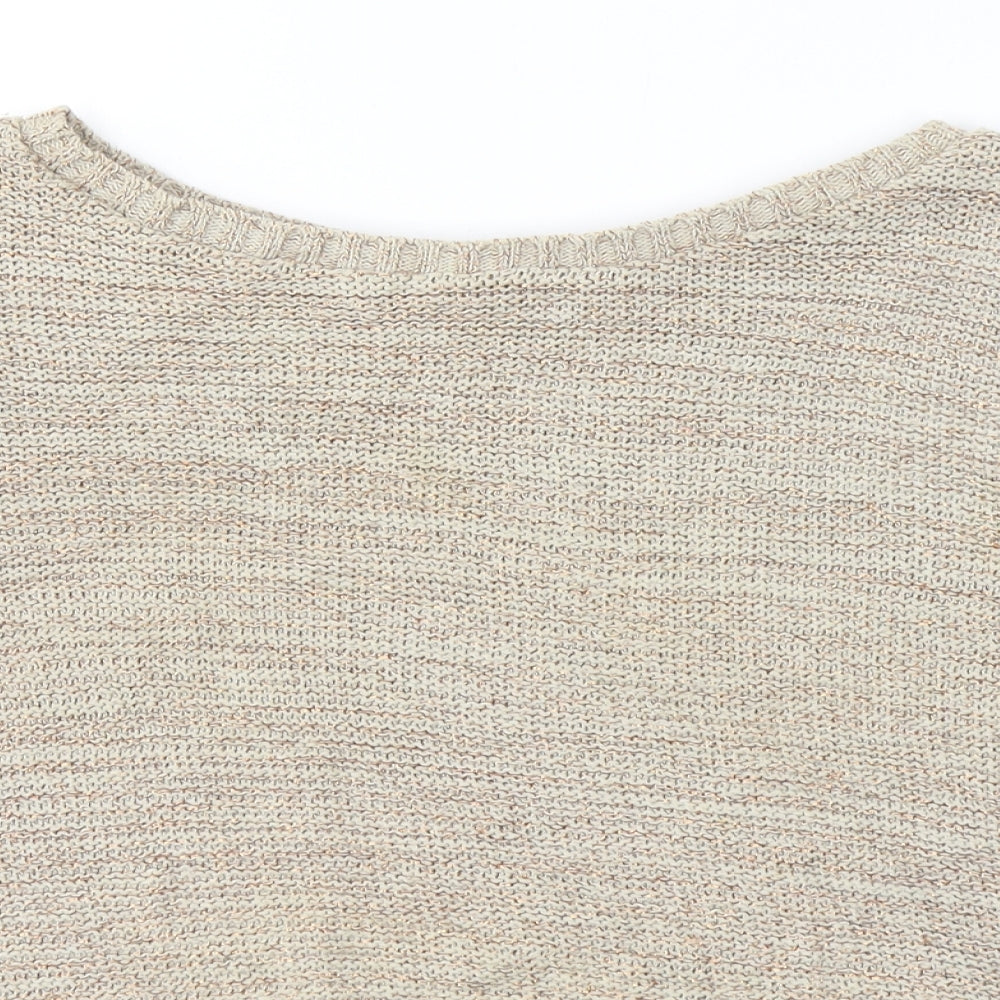 Peacocks Womens Beige Boat Neck  Acrylic Pullover Jumper Size 14