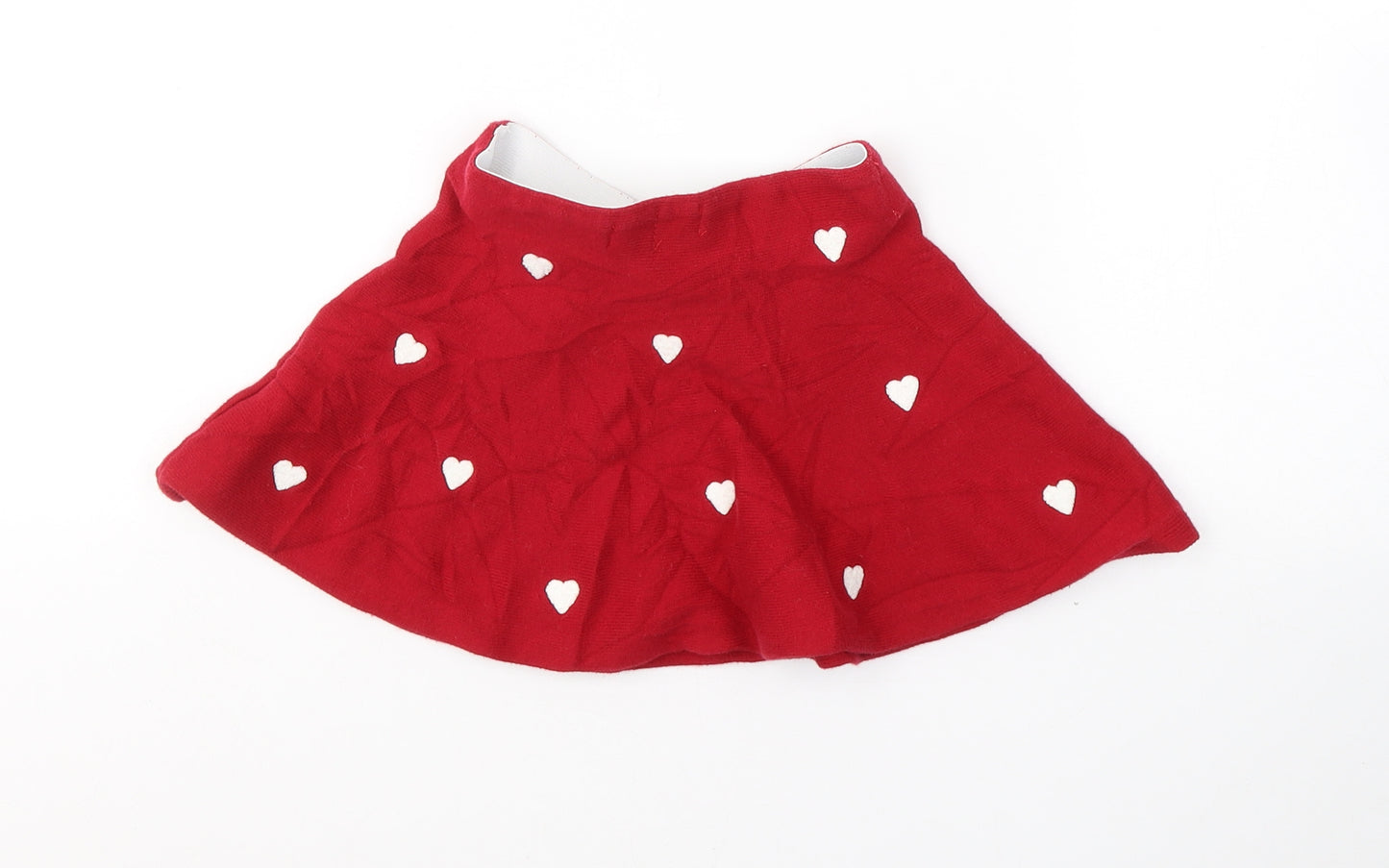 H&M Girls Red Geometric Cotton Mini Skirt Size 2-3 Years  Regular Pull On