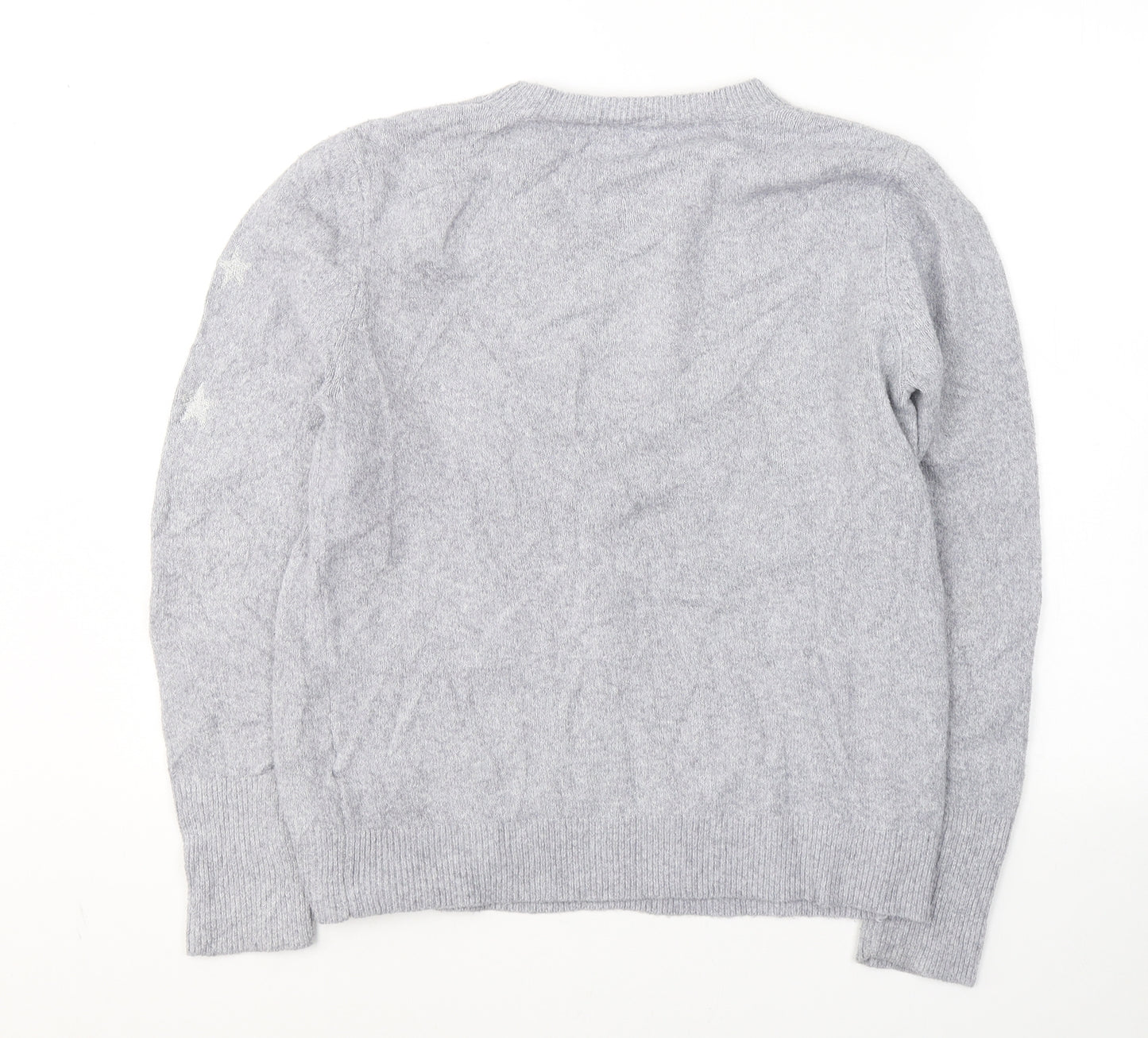 Oasis Womens Grey Round Neck  Polyester Pullover Jumper Size L   - Stars
