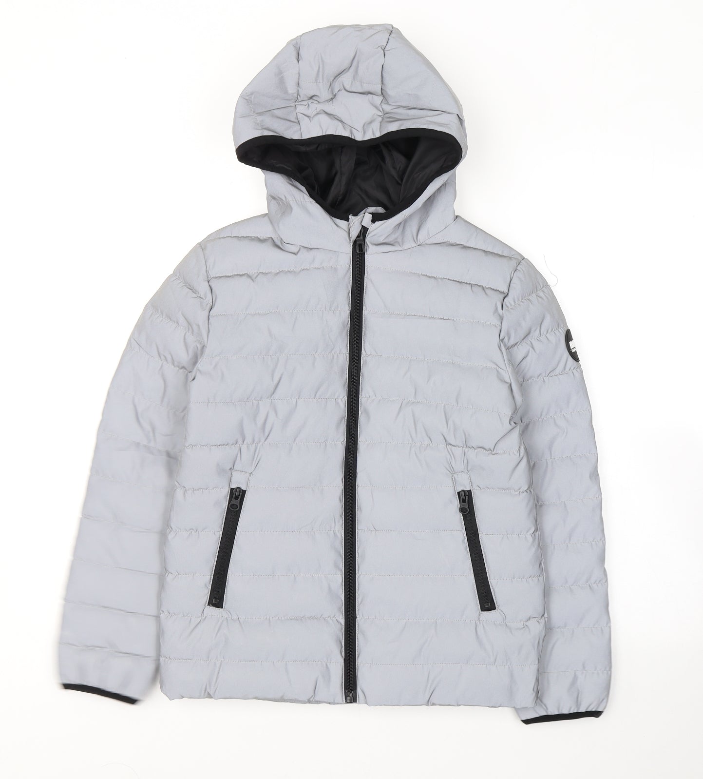 Primark Boys Grey   Puffer Jacket Coat Size 10-11 Years  Zip