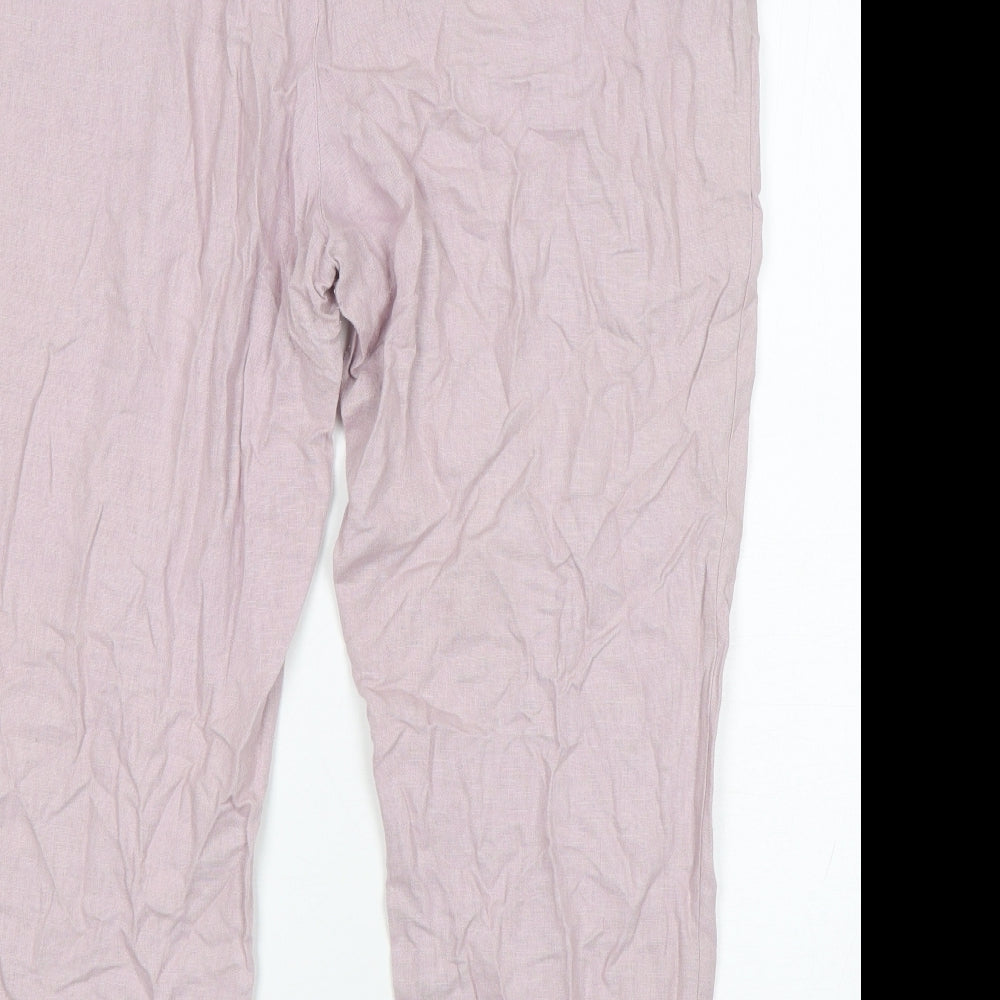 DASH Womens Pink  Linen Cropped Trousers Size 16 L23 in Regular Button