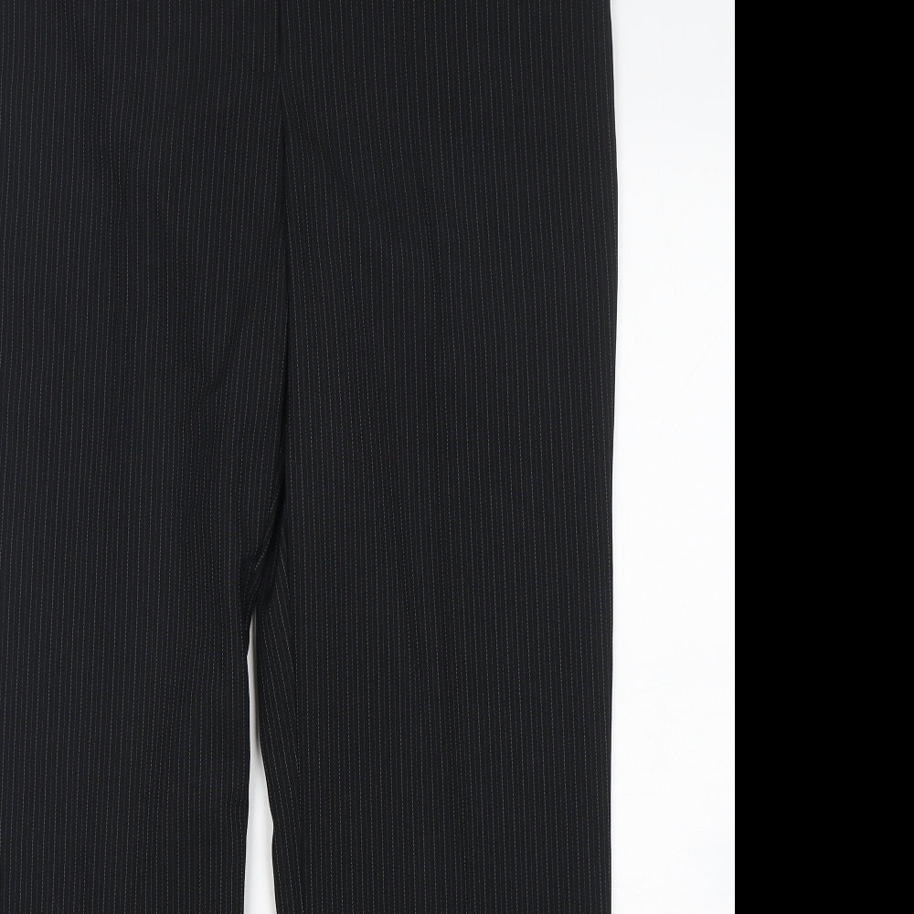 George Womens Black Striped Polyester Trousers  Size 14 L30 in Regular Button
