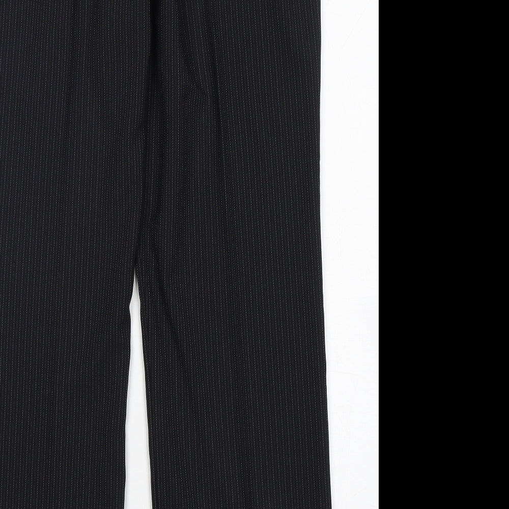 George Womens Black Striped Polyester Trousers  Size 14 L30 in Regular Button