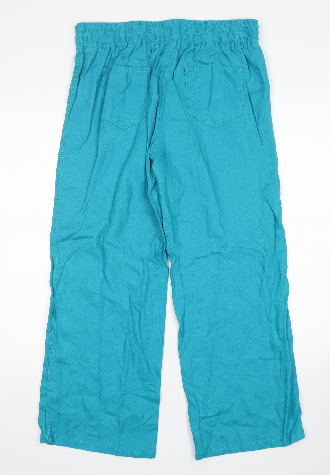 Marks and Spencer Womens Green  Linen Trousers  Size 12 L28 in Regular