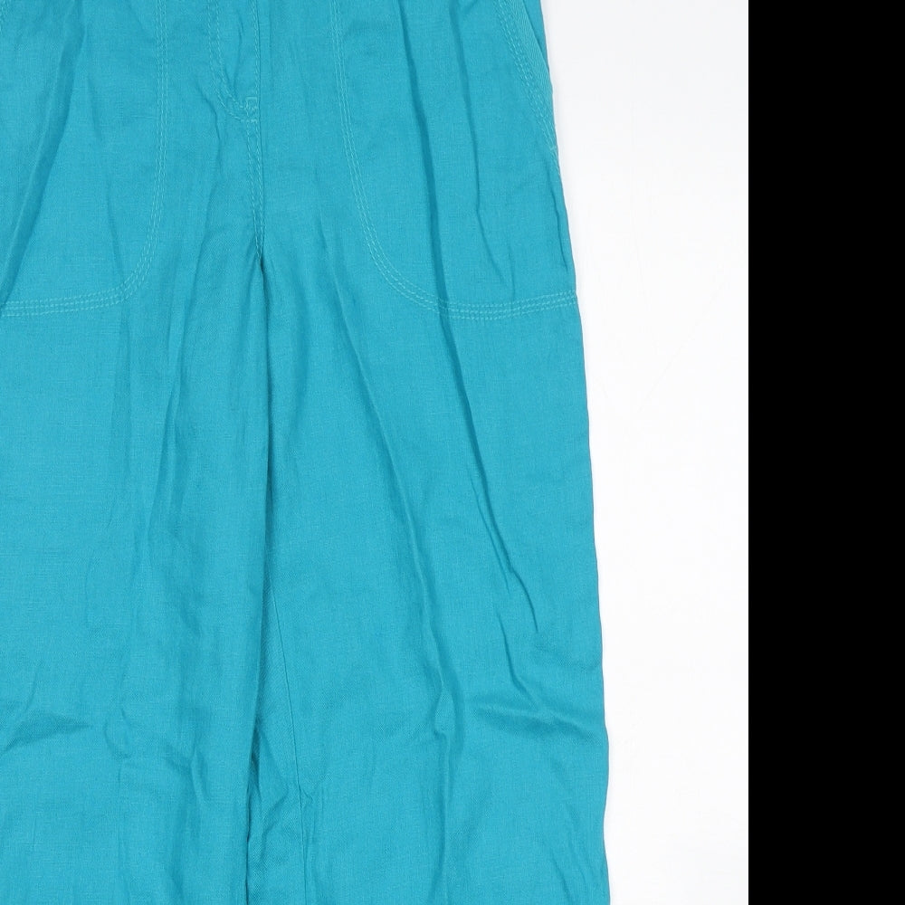 Marks and Spencer Womens Green  Linen Trousers  Size 12 L28 in Regular