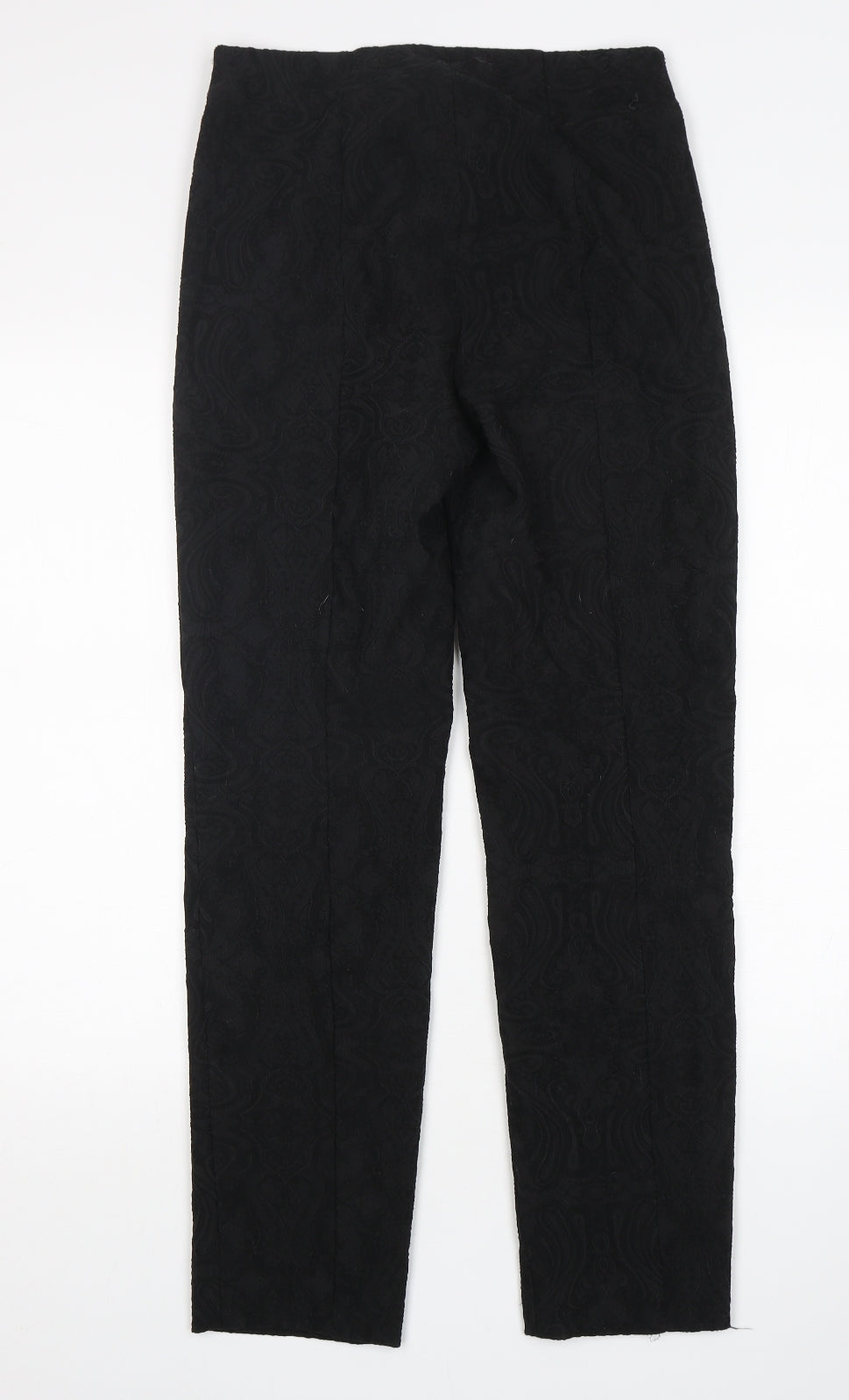 Robell Womens Black Paisley Cotton Trousers  Size 10 L30 in Regular
