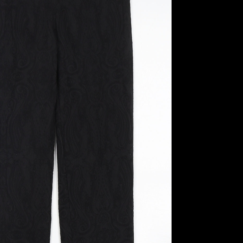 Robell Womens Black Paisley Cotton Trousers  Size 10 L30 in Regular