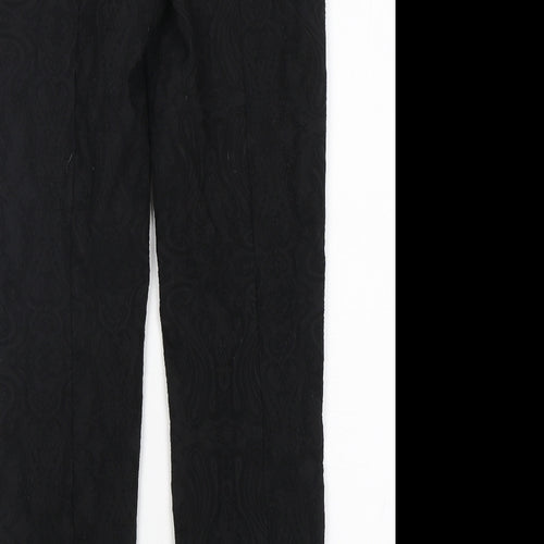 Robell Womens Black Paisley Cotton Trousers  Size 10 L30 in Regular