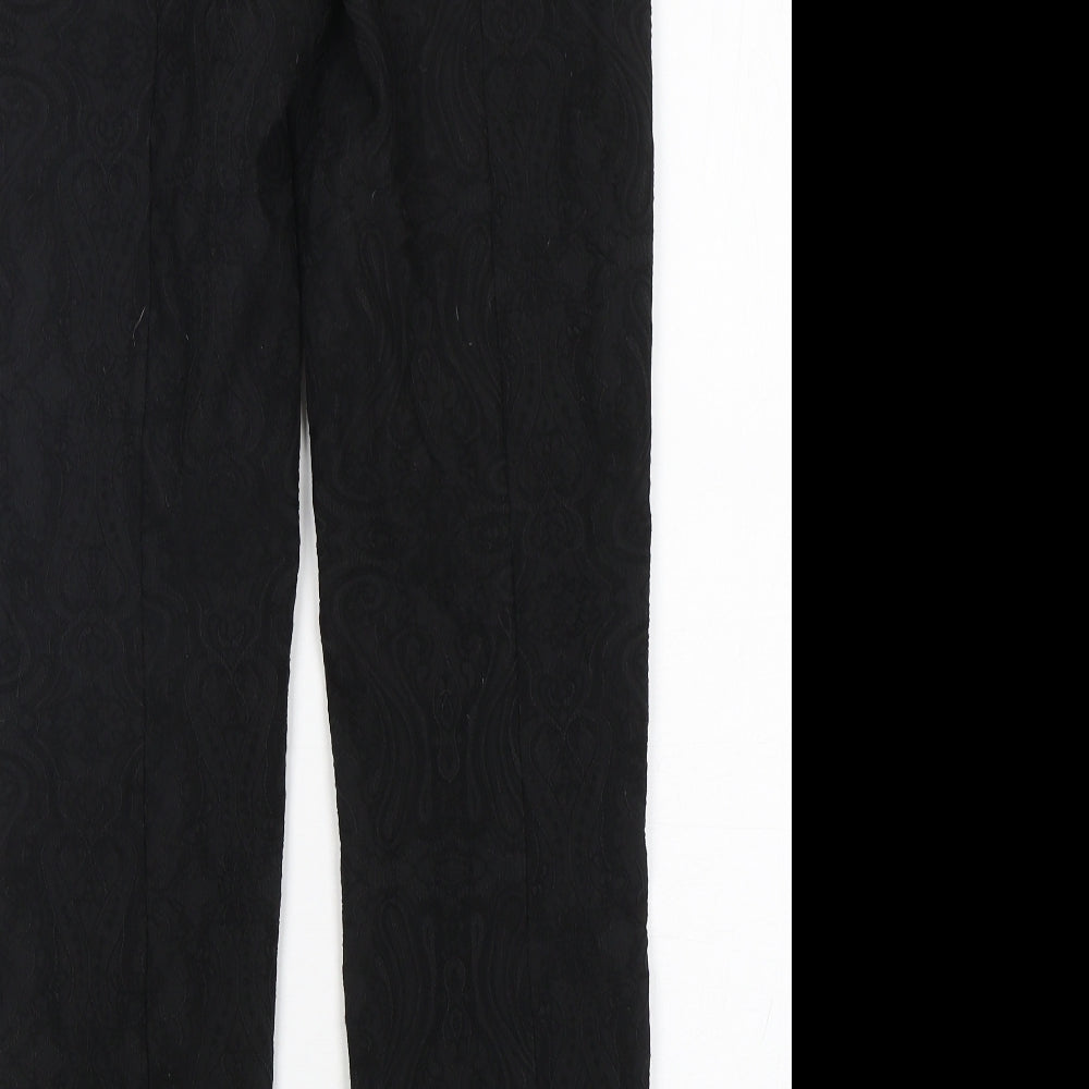 Robell Womens Black Paisley Cotton Trousers  Size 10 L30 in Regular