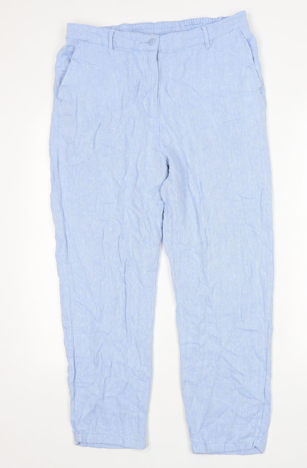 Cotton Traders Womens Blue  Linen Trousers  Size 14 L27 in Regular Button