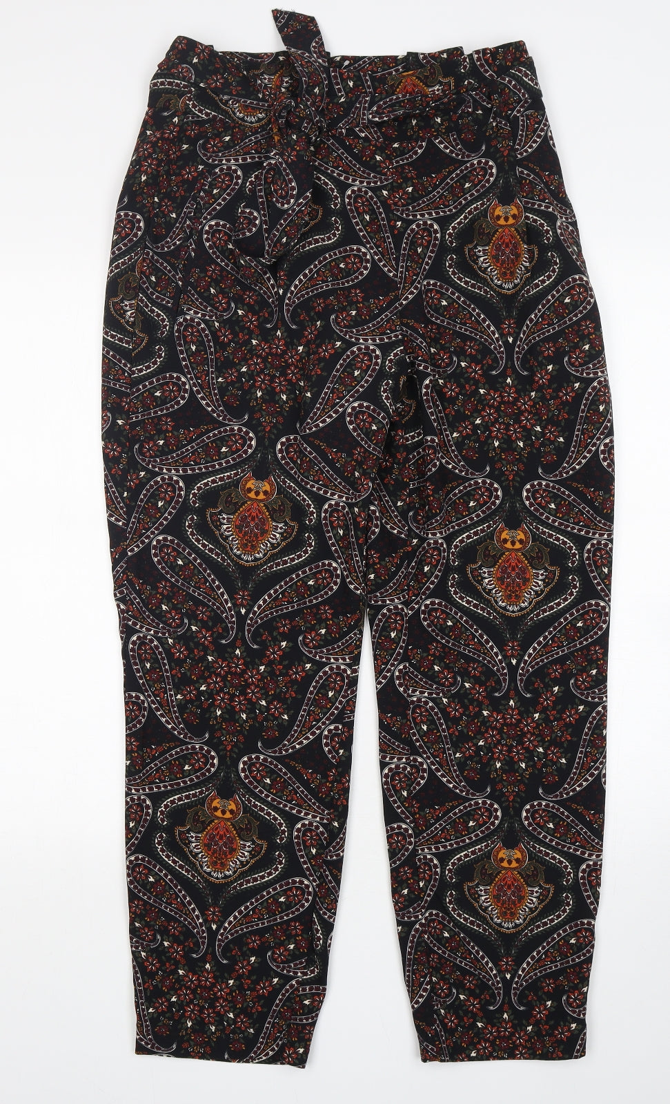 Stradivarius Womens Multicoloured Paisley Polyester Trousers  Size 12 L28 in Regular