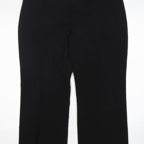 Marks and Spencer Womens Black  Polyester Trousers  Size 16 L27 in Regular Button