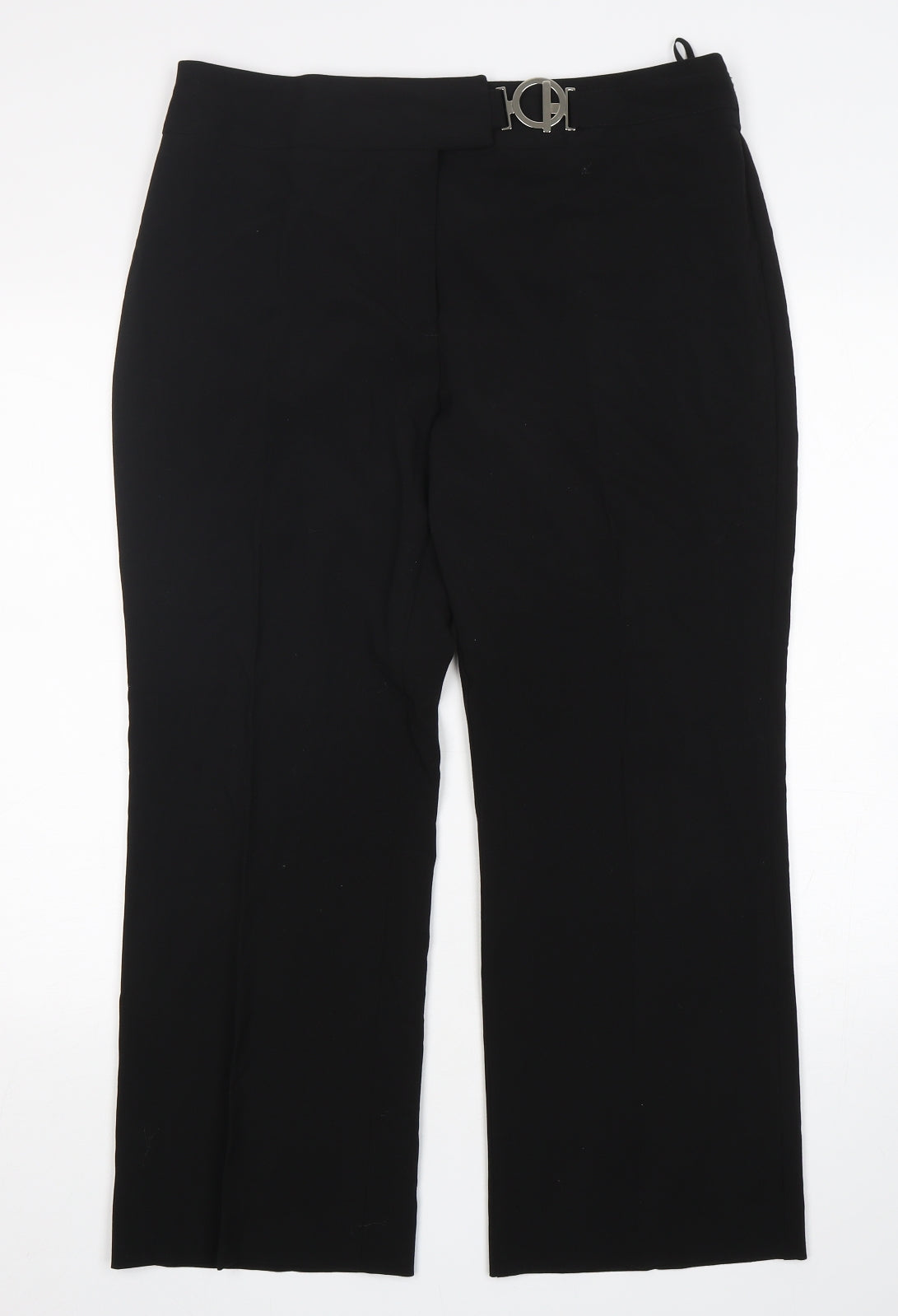 Marks and Spencer Womens Black  Polyester Trousers  Size 16 L27 in Regular Button