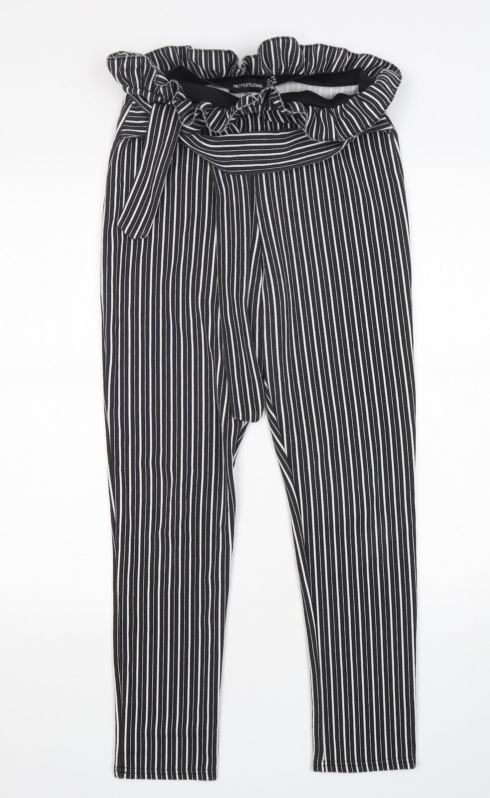 PRETTYLITTLETHING Womens Multicoloured Striped Polyester Trousers  Size 10 L26 in Regular